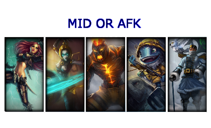 Nadruk League of Legends Mid or Afk - Przód