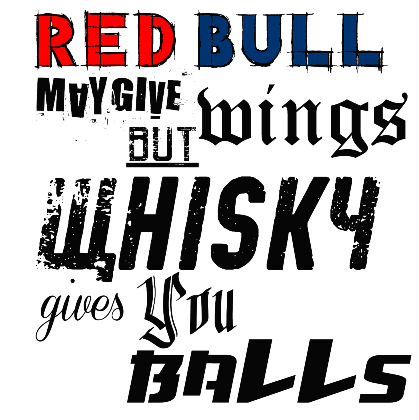 Nadruk red bull may give wings but whisky gives you balls - Przód